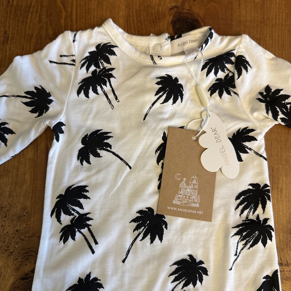 ANGEL DEAR Bamboo Sleeper Gown 0-3 Months Palm Trees NWT